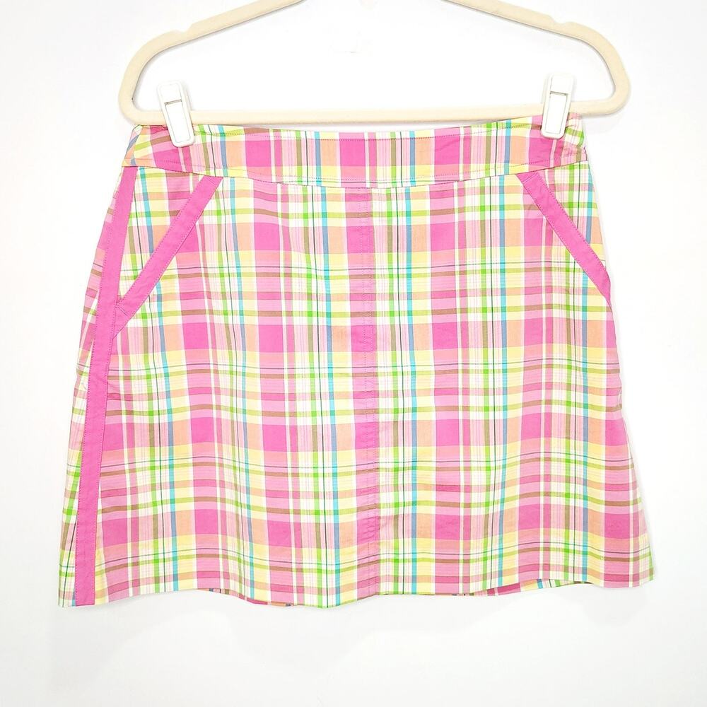 Vintage Lilly Pulitzer Womens 6 Skirt Skort Plaid Pink Green 90s Preppy Resort